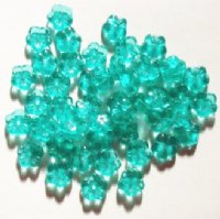 50 3x8mm Transparent Turquoise Cupped Flower Beads